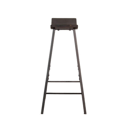 Zayle Barstool Set of 2, Black Angled Legs, Dark Brown Wood, 30 Inch