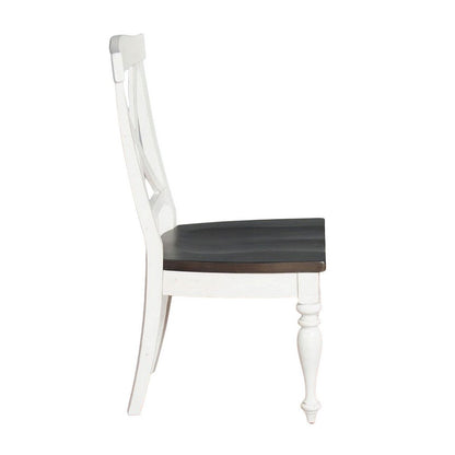 Orso Dining Side Chair Set of 2, Crossback, Brown Wood Seat, White