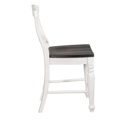 Orso Counter Stool Chair Set of 2, Crossback Dark Brown White Mahogany
