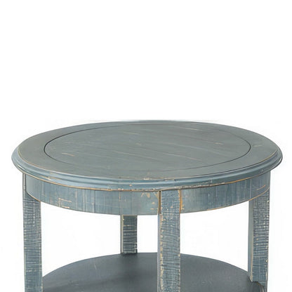 Rena Side End Table, 2 Shelves, 24 Inch Seagrass Green Mahogany Wood