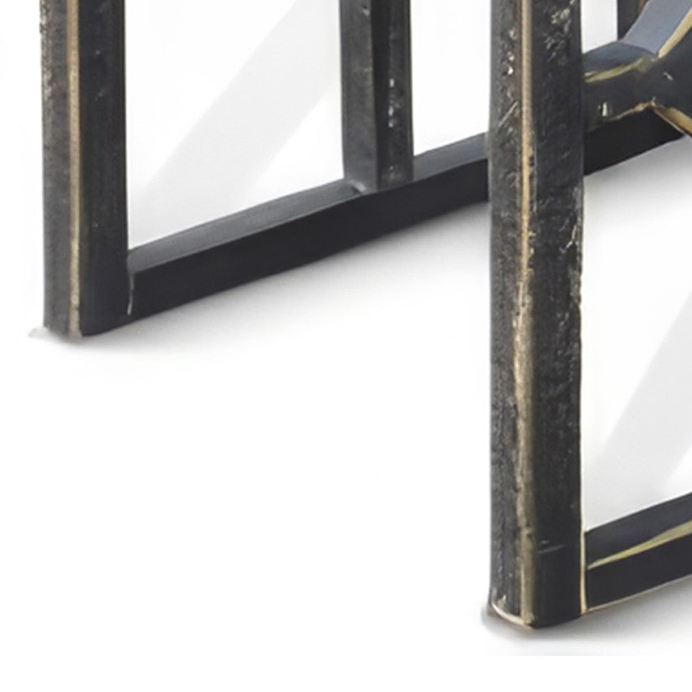 Rena 3 Piece Nesting Accent Table Set, Slatted, Rustic Black Mahogany