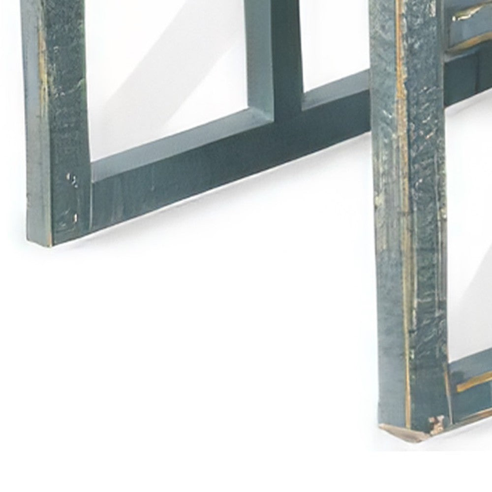 Rena 3 Piece Nesting Accent Table Set, Slatted, Rustic Green Mahogany