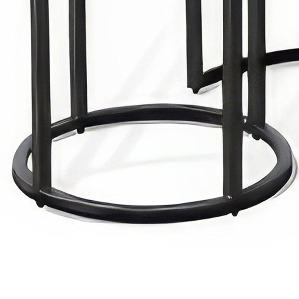 Flint 2 Piece Nesting Table Set, Dark Brown Mahogany, Black Metal Base