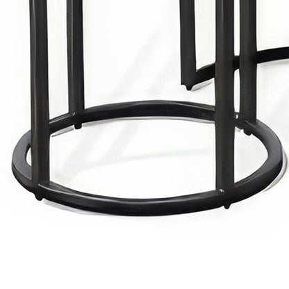 Flint 2 Piece Nesting Table Set, Dark Brown Mahogany, Black Metal Base