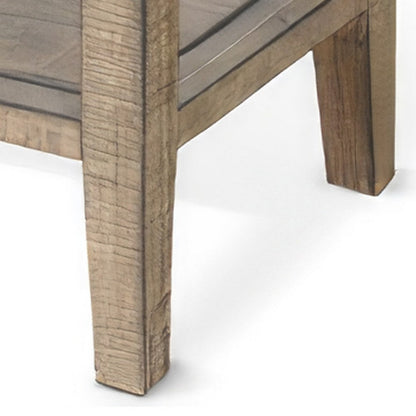 Rena Side End Table, 2 Drawers, 1 Shelf, 28 Inch Light Brown Mahogany