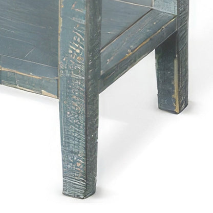Rena Side End Table, 2 Drawers 1 Shelf, 28 Inch Rustic Green Mahogany