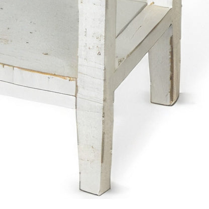 Rena Side End Table, 2 Drawers 1 Shelf, 28 Inch Rustic White Mahogany