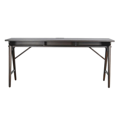Ameri Console Table with USB Power Pack, 78 Inch Brown Mahogany Wood