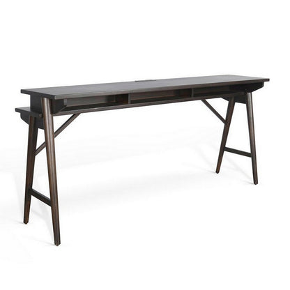 Ameri Console Table with USB Power Pack, 78 Inch Brown Mahogany Wood
