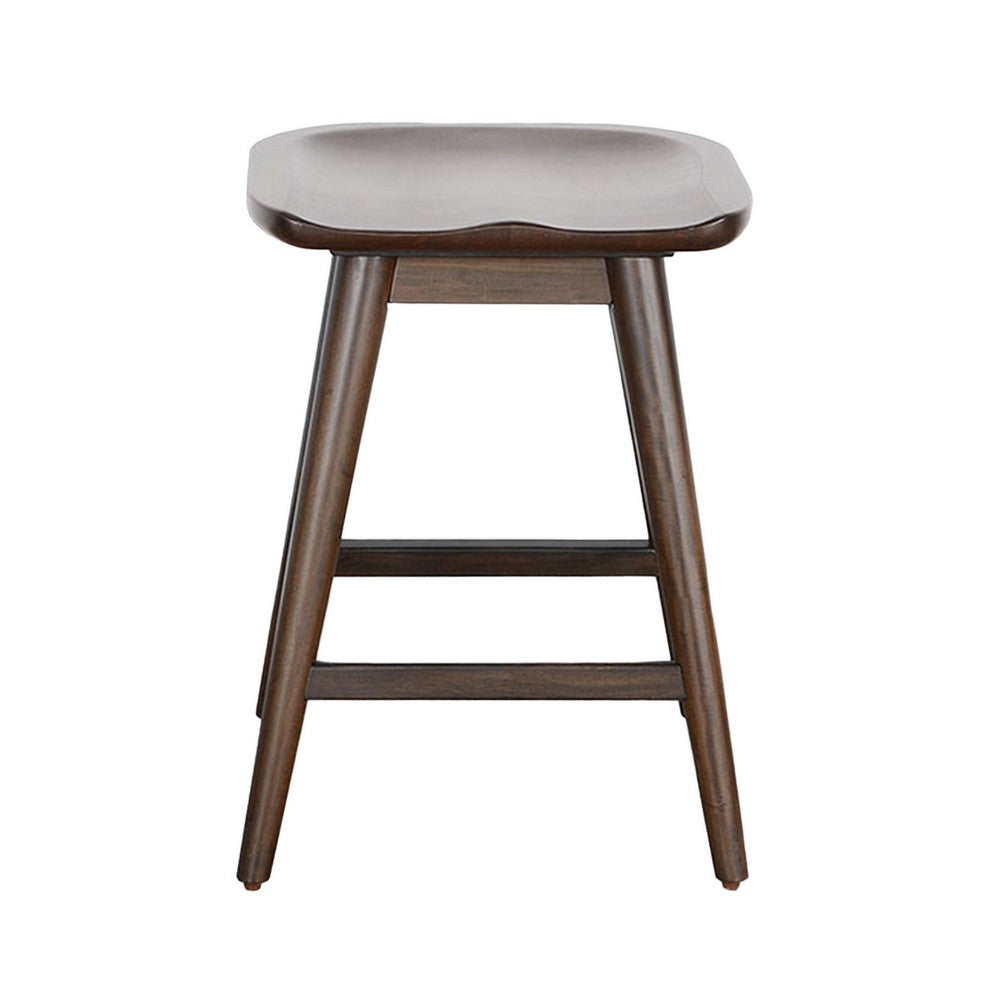 Ameri Counter Height Stool, Saddle Seat, Dark Brown Mahogany