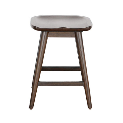 Ameri Counter Height Stool, Saddle Seat, Dark Brown Mahogany