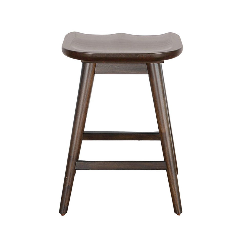Ameri Counter Height Stool, Saddle Seat, Dark Brown Mahogany