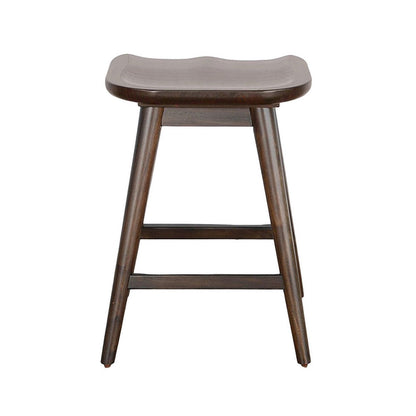 Ameri Counter Height Stool, Saddle Seat, Dark Brown Mahogany