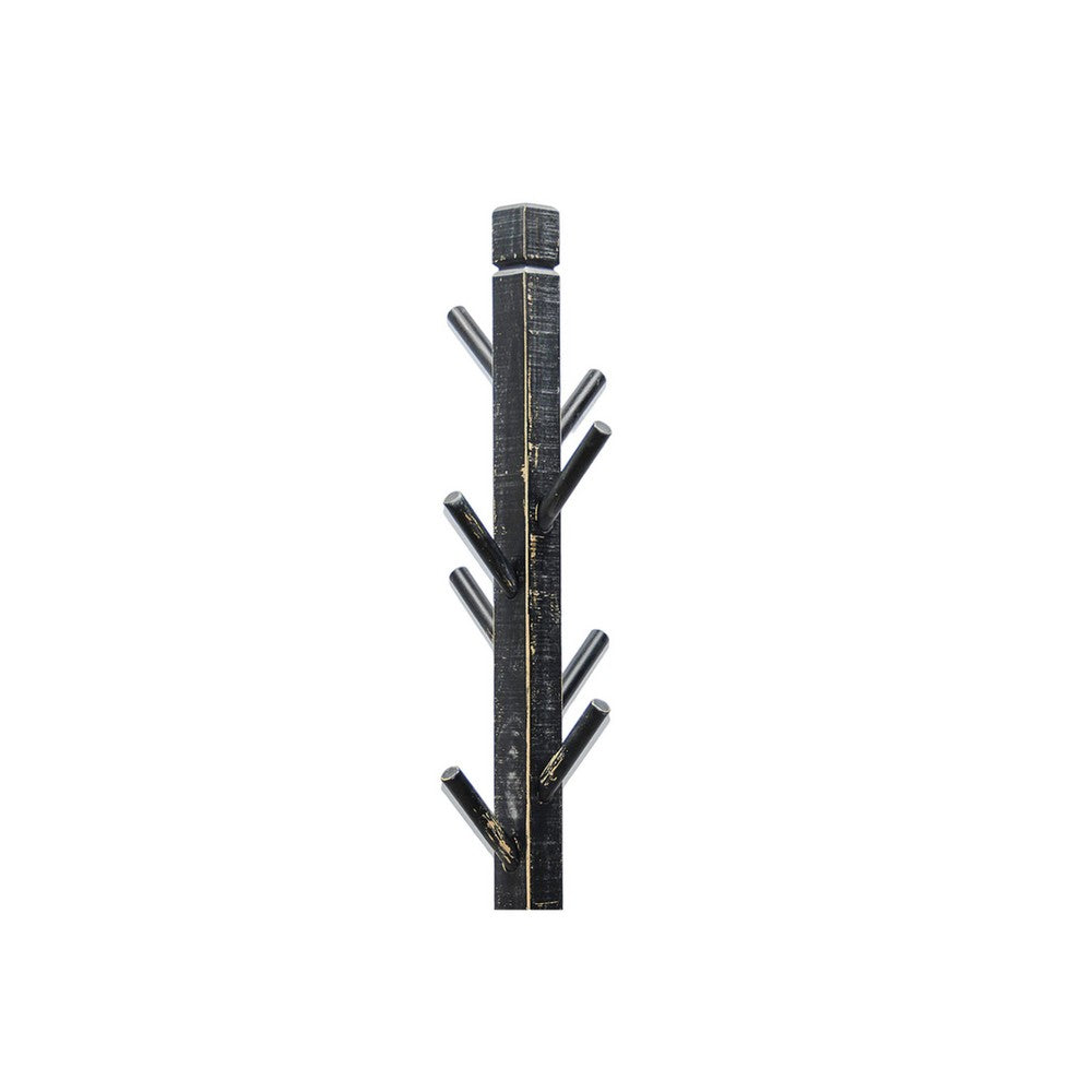 Rena Coat, Hat Rack Stand, 8 Wood Stems, 72 Inch Rustic Black Mahogany
