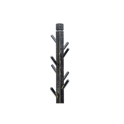 Rena Coat, Hat Rack Stand, 8 Wood Stems, 72 Inch Rustic Black Mahogany