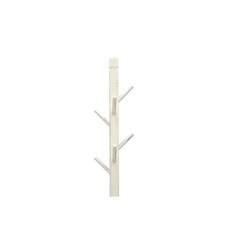 Rena Coat, Hat Rack Stand, 8 Wood Stems, 72 Inch Rustic White Mahogany
