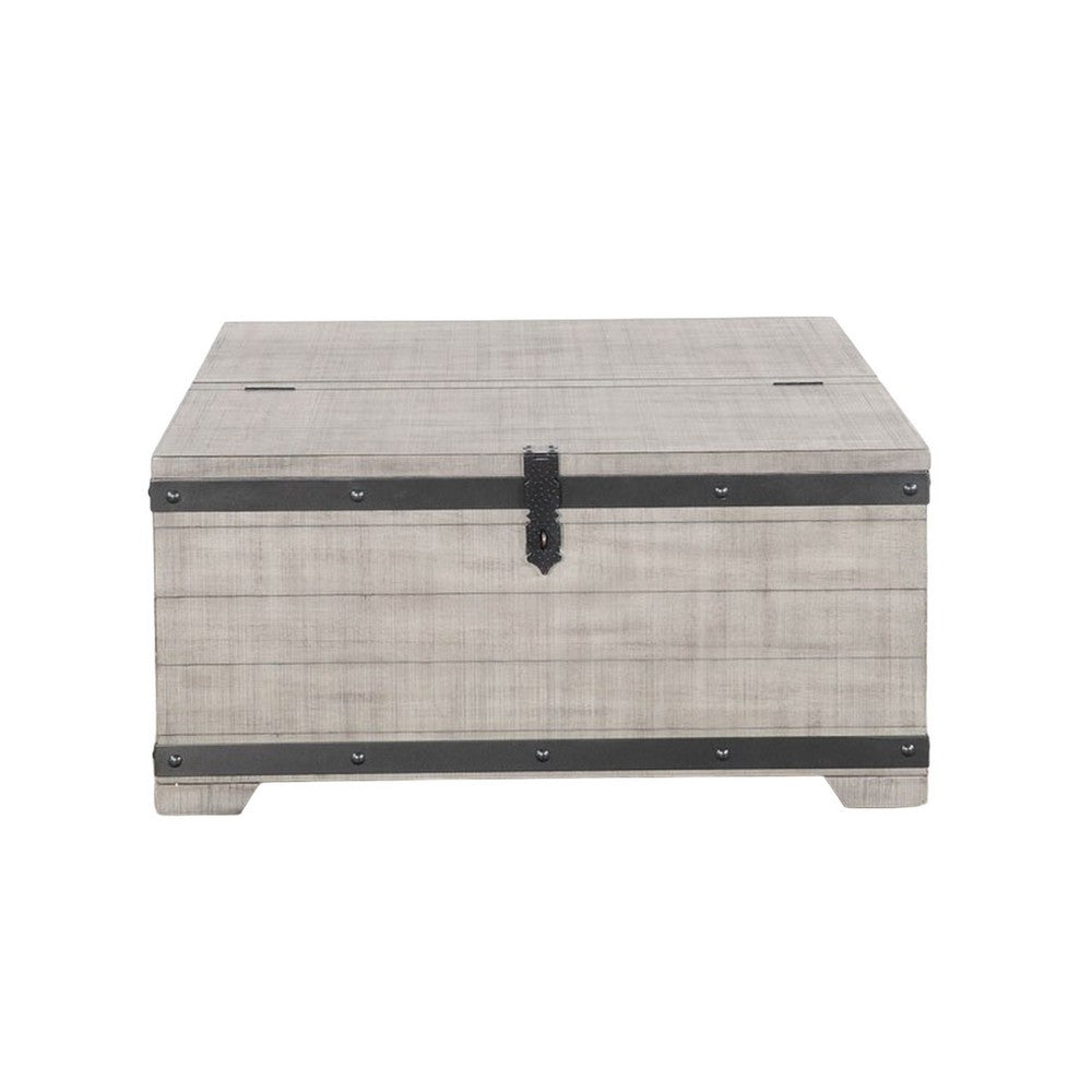Nelly Square Coffee Table w Casters, Lift Top, Gray Mahogany Wood