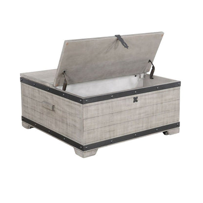 Nelly Square Coffee Table w Casters, Lift Top, Gray Mahogany Wood