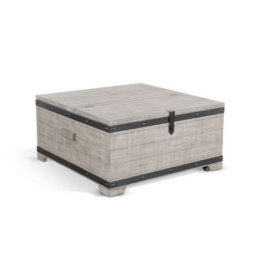 Nelly Square Coffee Table w Casters, Lift Top, Gray Mahogany Wood