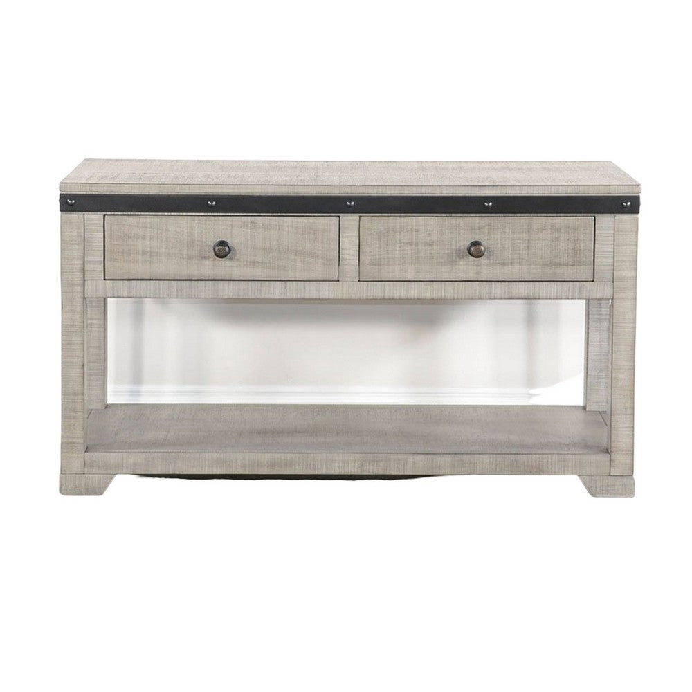 Nelly Sofa Table w Drawer, Shelf, 48 Inch, Black, Gray Mahogany Wood