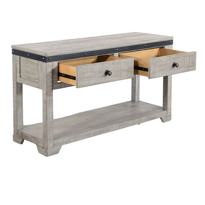 Nelly Sofa Table w Drawer, Shelf, 48 Inch, Black, Gray Mahogany Wood