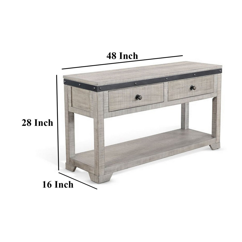Nelly Sofa Table w Drawer, Shelf, 48 Inch, Black, Gray Mahogany Wood