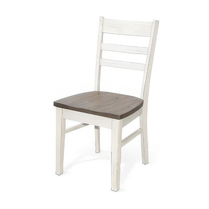 Dean Dining Chair Set of 2, Ladderback Design, White Mahogany Wood