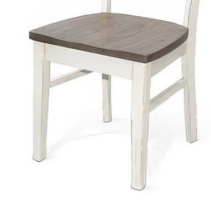 Dean Dining Chair Set of 2, Ladderback Design, White Mahogany Wood
