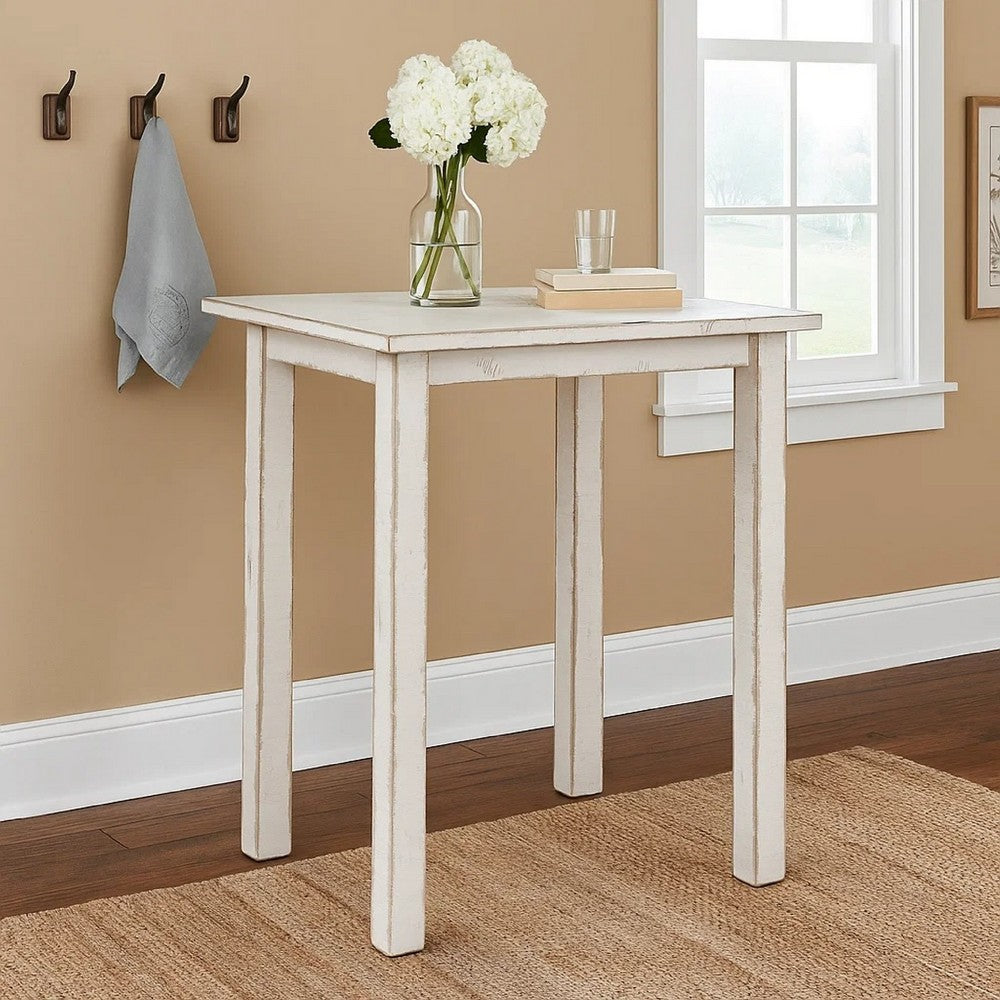 Rena Bar Height Table, 48 Inch Rectangular White Sand Mahogany Wood