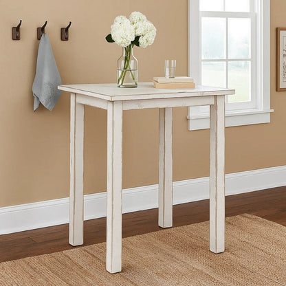 Rena Bar Height Table, 48 Inch Rectangular White Sand Mahogany Wood