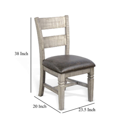 Camie Dining Chair Set of 2, Faux Leather, Brown Mahogany Ladderback