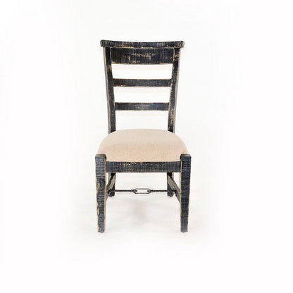 Rena Side Dining Chair Set of 2, Metal Turnbuckle, Black Mahogany Wood