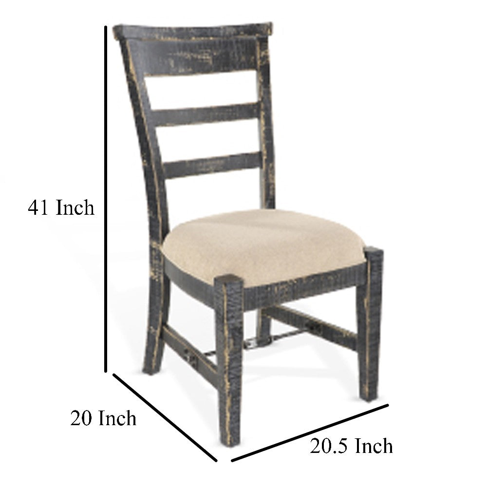 Rena Side Dining Chair Set of 2, Metal Turnbuckle, Black Mahogany Wood