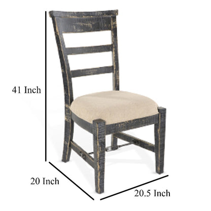 Rena Side Dining Chair Set of 2, Metal Turnbuckle, Black Mahogany Wood