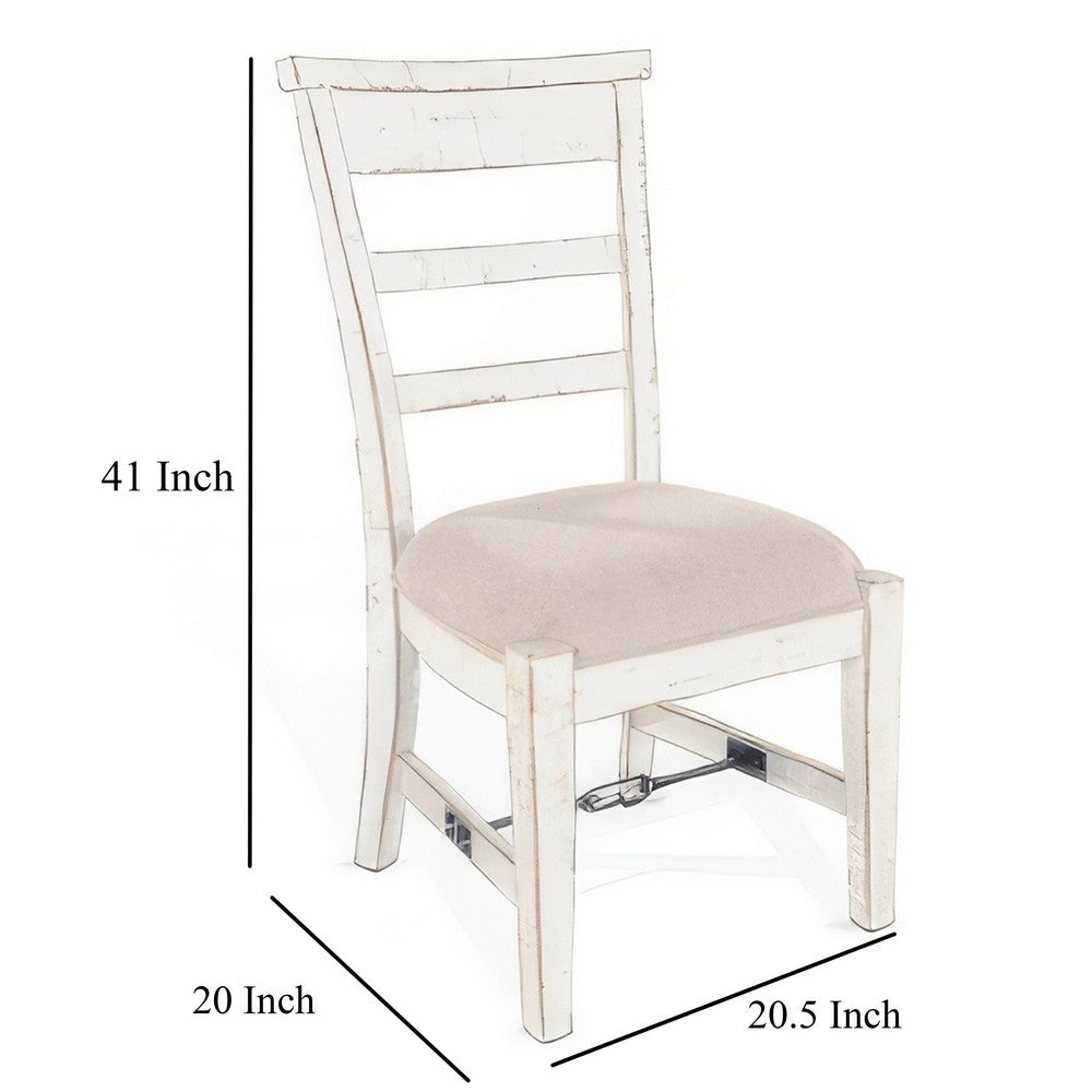 Rena Dining Armchair Set of 2, Metal Turnbuckle, White Mahogany Wood