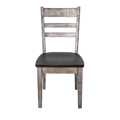 Camie Dining Chair Set of 2, Ladderback Design, Gray Mahogany Wood