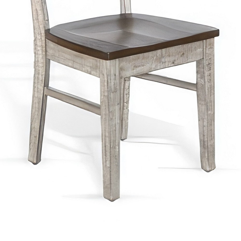 Camie Dining Chair Set of 2, Ladderback Design, Gray Mahogany Wood