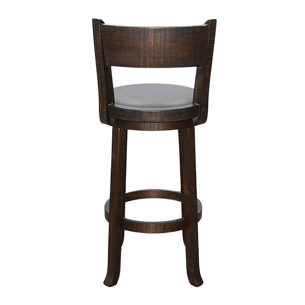 Flint Swivel Barstool Chair Set of 2, Faux Leather, Brown Mahogany