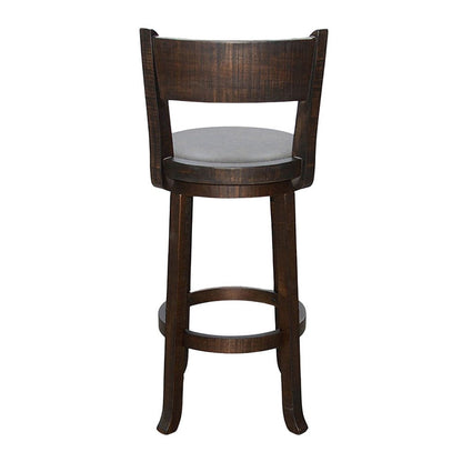 Flint Swivel Barstool Chair Set of 2, Faux Leather, Brown Mahogany