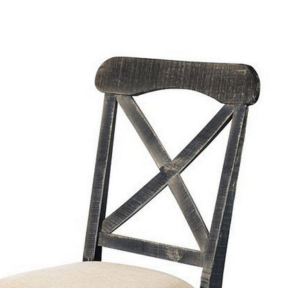 Rena Dining Chair Set of 2, X-Back Design, White, Black Mahogany Wood