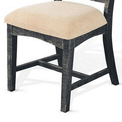 Rena Dining Chair Set of 2, X-Back Design, White, Black Mahogany Wood