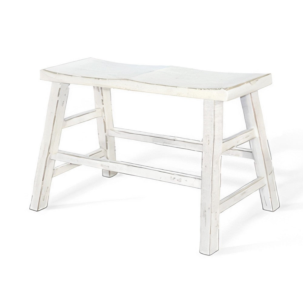 Rena Counter Height Bench | Trestle Legs with Footrests | 33" Wide White Sand Mahogany Wood