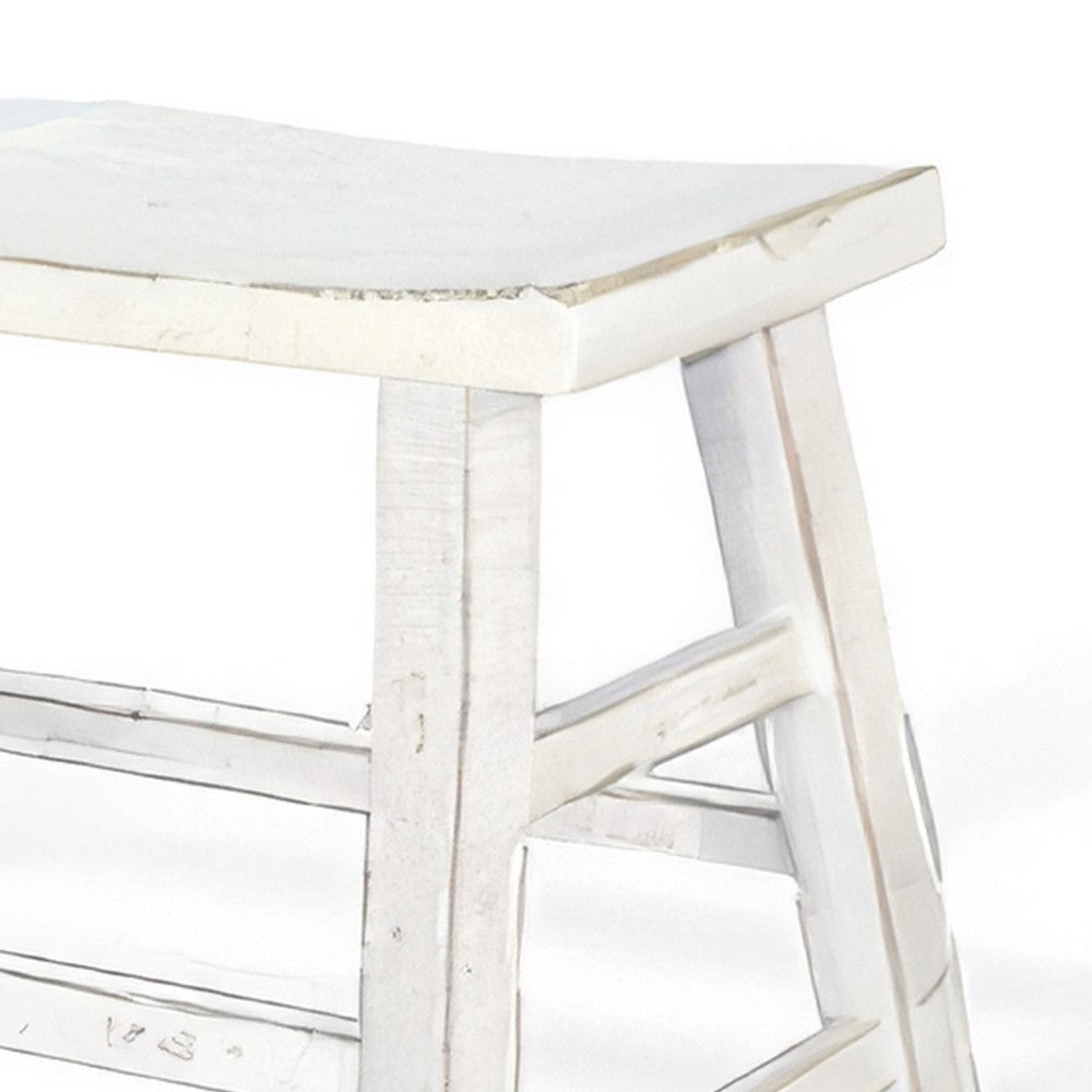 Rena Counter Height Bench | Trestle Legs with Footrests | 33" Wide White Sand Mahogany Wood
