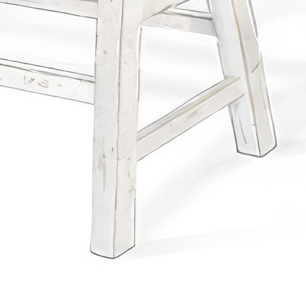 Rena Counter Height Bench | Trestle Legs with Footrests | 33" Wide White Sand Mahogany Wood