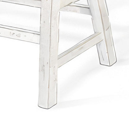 Rena Counter Height Bench | Trestle Legs with Footrests | 33" Wide White Sand Mahogany Wood