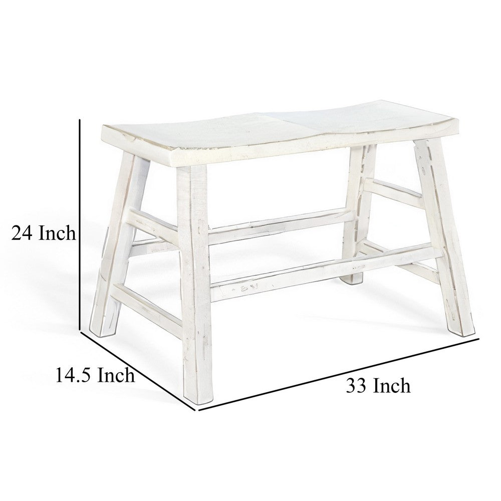 Rena Counter Height Bench | Trestle Legs with Footrests | 33" Wide White Sand Mahogany Wood