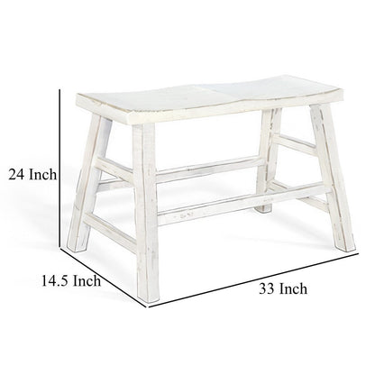 Rena Counter Height Bench | Trestle Legs with Footrests | 33" Wide White Sand Mahogany Wood