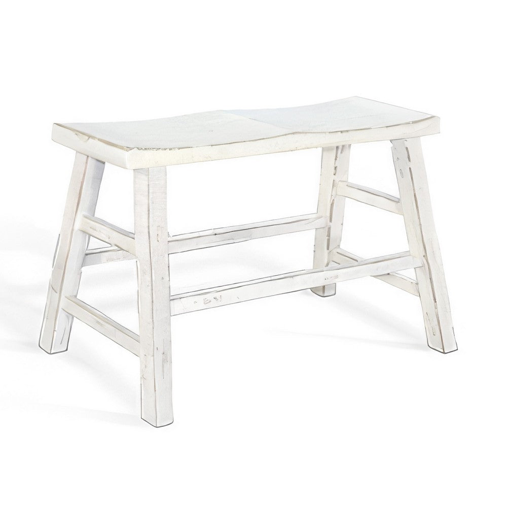 Rena Counter Height Bench | Trestle Legs with Footrests | 33" Wide White Sand Mahogany Wood