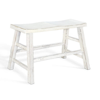 Rena Counter Height Bench | Trestle Legs with Footrests | 33" Wide White Sand Mahogany Wood