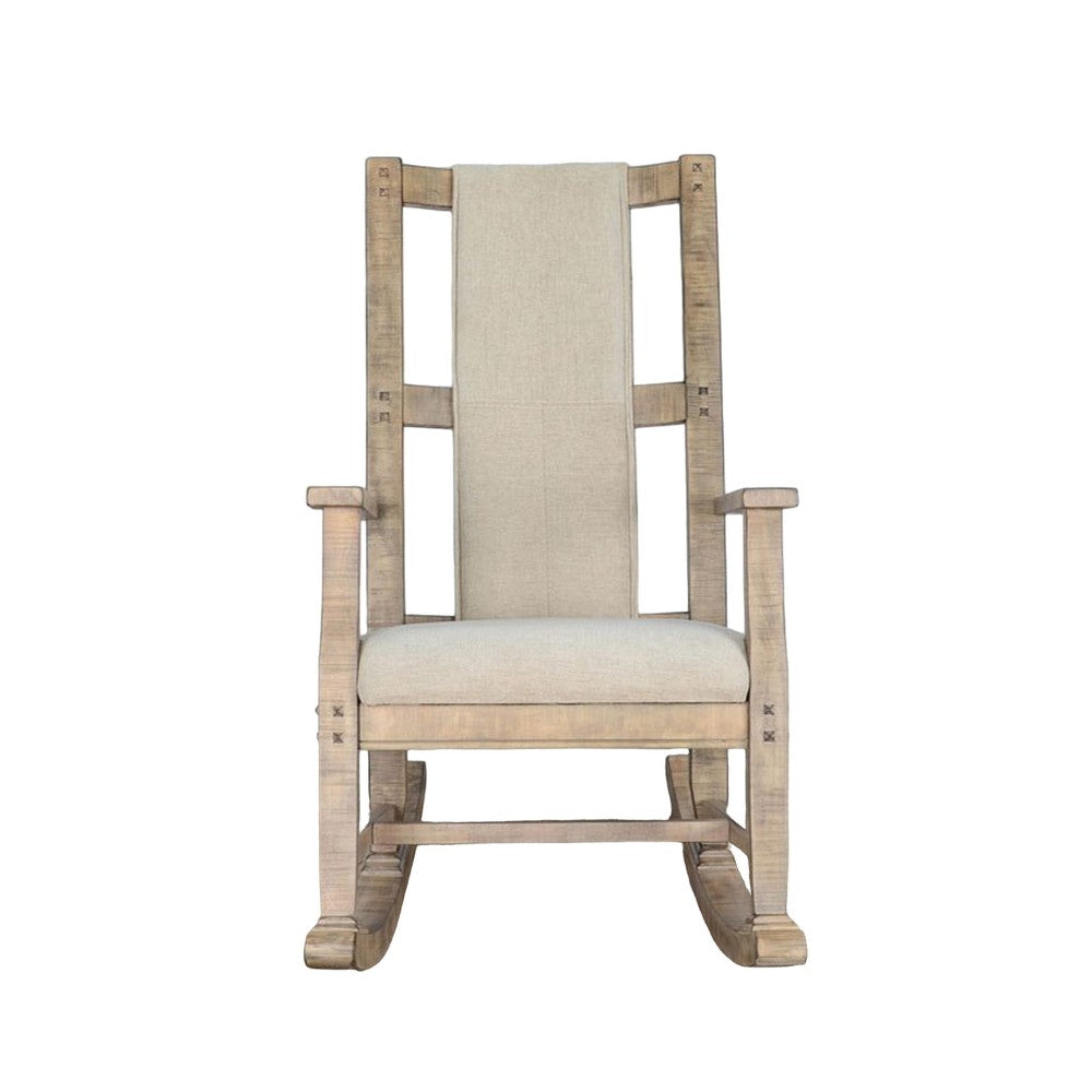Rena Rocking Chair, Cushion Seat and Back, Brown Mahogany Mindy Wood